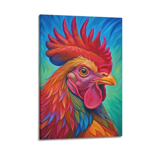 Poster coq moderne déco toile encadrée tableau 20 x 30