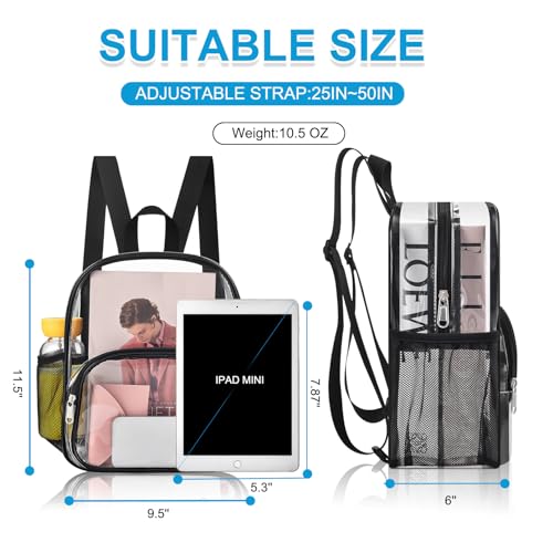 Clear Backpack for Stadium Events Clear Backpack 12x12x6 with Front Pocket for Concert Sport Fashion Women Backpack Events Work Travel2