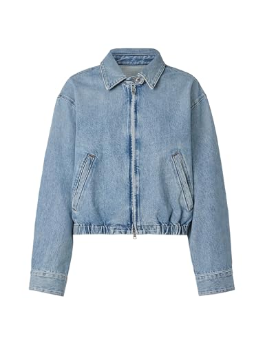 Womens Denim Jacket Long Sleeves ZIp Up Going Out Outwears Elastic Hem Winter Shackets Casual