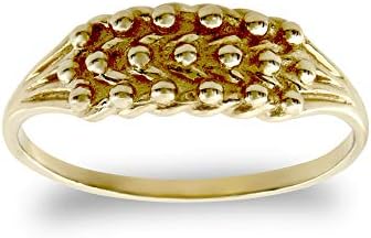 Jewelco London Kids Solid 9ct Yellow Gold 3 Row King George III Keeper Guard Rope Edge Baby Ring