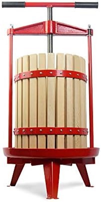 SQUEEZE master Fruit Wine Cider Press - Solid Wood Basket- 4.75 Gallon/18L-T Handle Bar-More Stable-Vintage traditional juicer,Apple Grape Fruit press for Juice Maker-1 free filter bag included