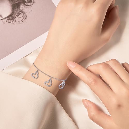 Sterling Silver Trendy Mouse Bracelet with Cubic Zirconia Dainty Chain White Gold Plated Hypoallergenic Jewelry Fashion Birthday Gift for Women2