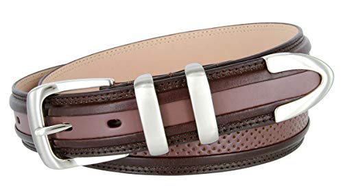 Genuine Perforated Center Leather Golf/Dress Belt 1-1/8