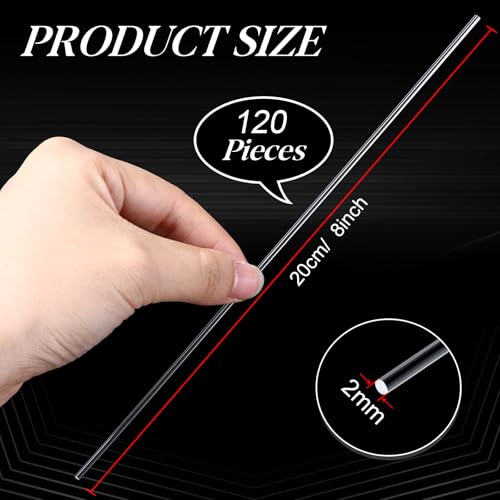 Image of Vicenpal 120 Pcs 8 Inch Clear Acrylic Rods 2 mm Plant Stakes Acrylic Dowel Rods Plant Support Stakes Round Strip Sticks for Party DIY Crafts Decorations Gardening