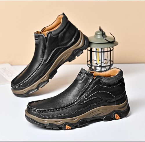 Men's Outdoor Retro Slip On Thick Sole Hiking Shoes Classic Non Slip Leather Adventure Driving Walking Shoes Comfortable Hand Sewn Lefu Shoes2