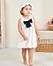 Baby Girl Dresses 6-12 Months Summer Infant Girl Clothes Big Bow Sleeveless Puff Balloon Bubble Dress Birthday Gifts Cute Casual Linen Outfits Sundress with Hat & Bag Apricot