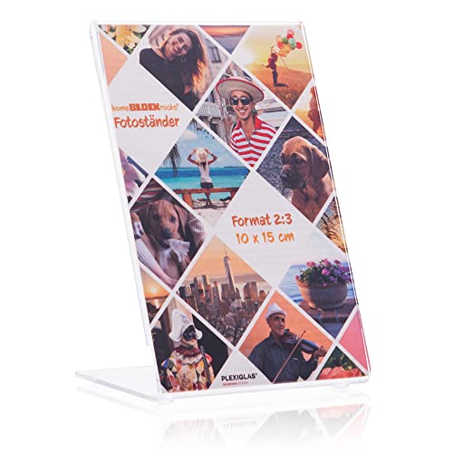 HomeBLOCKrocks Support Au Format 10 x 15 cm - Présentoir Transparent en Plexiglas Sans Cadre Pour Vos Photos et Images Préférées