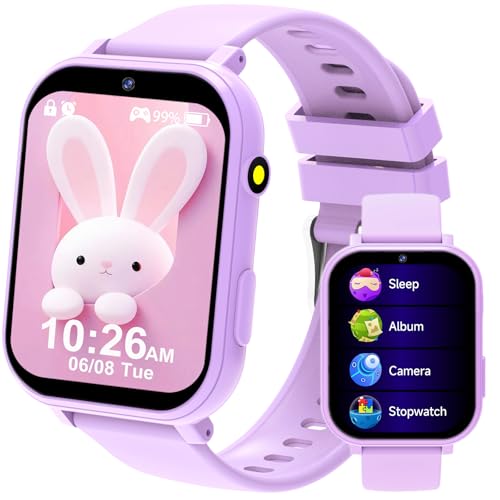 clleylise Kids Smart Watch for Boys Girls - Smart Watch for Kids Fitness Watch with 18 Fun Games 8MP Camera Step Counter & Sleep Monitoring Alarm Flashlight for Girls Boys (Purple 3)