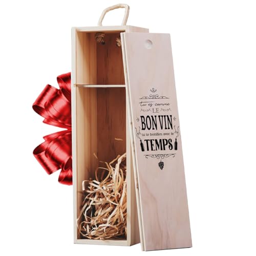 Winebox® | Coffret à Vin Gravé | Bois de Patong Robuste | Fermeture Sécurisée et Poignée Ergonomique | Caisse Élégante et Durable | Idée Cadeau pour Amateurs de...