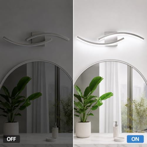 Image of 23.62 inch Modern Bathroom Vanity Light Brushed Nickel Lights Fixtures 5500K Led Bathroom Light Fixture Over Mirror Modern Wall lamp for Cabinet Hallway,2 Packs