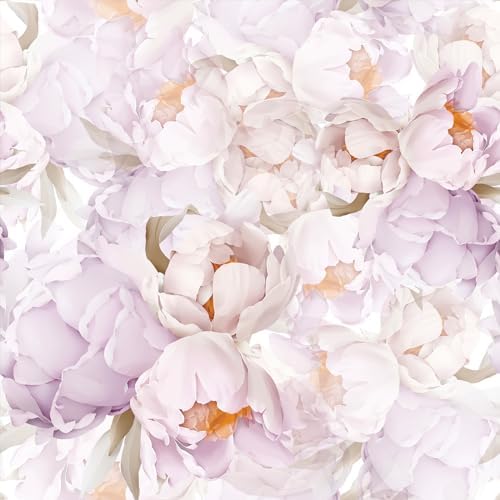 VEELIKE Lavender Pink Peony Blossom Floral Wallpaper 17.7''x118'' Large