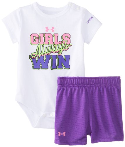 Under Armour Baby-Girls Newborn Nb Girls Always Win Short Set, Pride/Chaos, 3-6 Months