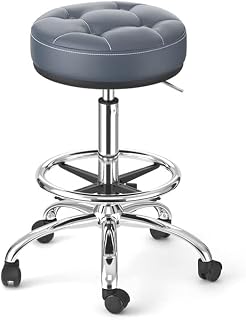 Round Hydraulic Adjustable Rolling Salon Chair Stool 360° Swivel Salon Stool with Wheels (Color : Brown) Marriage (Blu)