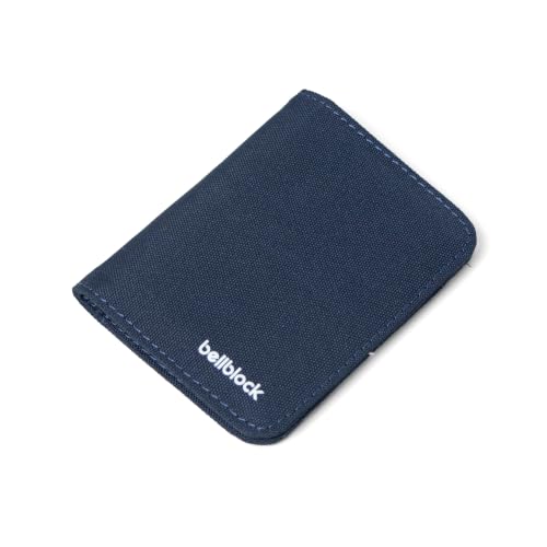 Image of Bellblock Mini Sleeve Canvas Card Holder for Men /Women | Slim Handcrafted Bifold Card Wallet | Holds Upto 7 Credit /Debit /ATM Cards & Folded Cash | Navy Blue