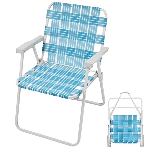 WEJOY Folding bed Lawn Beach Chair Heavy Duty Portable Outdoor Chair with Hard Armrest for