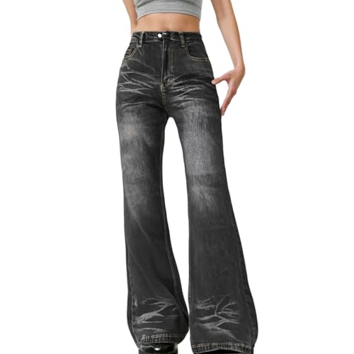 Jean évasé taille haute pour femme coupe bootcut rétro élégant