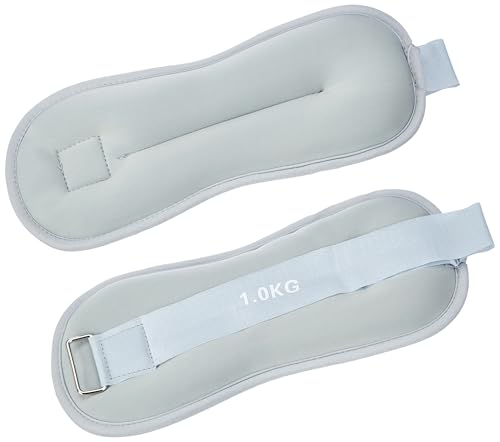Image of Btag Soft Neoprene Ankle & Wrist Weights (1 kg x 2 Pcs) | Adjustable Strap | Unisex Leg & Arm Weight Cuffs for Gym, Workout & Training (Grey)