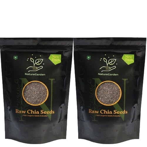 Image of NatureGarden Chia Seeds 1kg Pack of 2 (500 g each) | Raw Natural Superfood | High Fiber Omega-3 Protein Calcium | Weight Loss Diet Food | Hair Growth Heart Health | Vegan Gluten-Free | Skin Bone Digestion Support