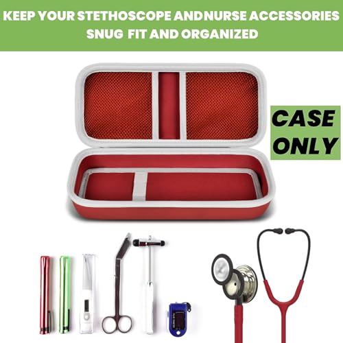 Image of Stethoscope Case for 3M Littmann Classic III /Cardiology IV, PinkRed | for MDF Acoustica Stethoscopes, for Nurses, Doctors, Nursing School Essentials, Students, Clinic, EMS, Travel, Hard Bag Only