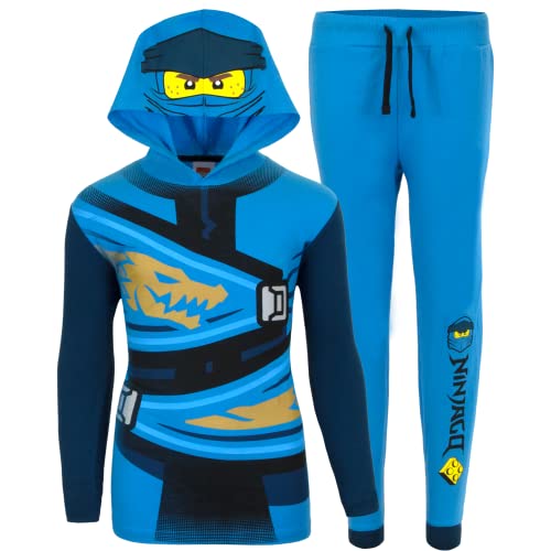 LEGO Ninjago Boys Pants Sets, Ninjago Pullover Hoodie Tee and Pants Sets for Boys (Blue, Size 8)