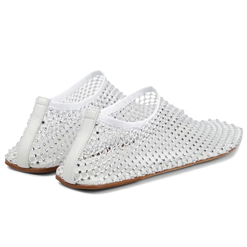 Crystal-Embellished Mesh Flats Square Toe Rhinestone Ballet Flat Slip On Ballerina Shoes Comfort Casual Glitter Flat Shoe for Woman4