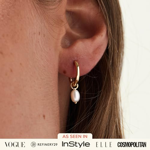 Ana Luisa Frida Pearl Jewelry Huggie Hoops - Medium & Small 14K Gold Plated & Silver Rhodium Plated Drop Hoop Earrings with Freshwater Pearls - 2-in-1 Hypoallergenic Water-Resistant, Tarnish-Free Hoop2