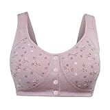 Women's Bra Full Figure Basic Beauty Wirefree Bra Lift Support Floral Printed Bralette Front Closure