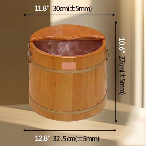 Tina para baño de pies de madera con tapa y asas miniatura 2