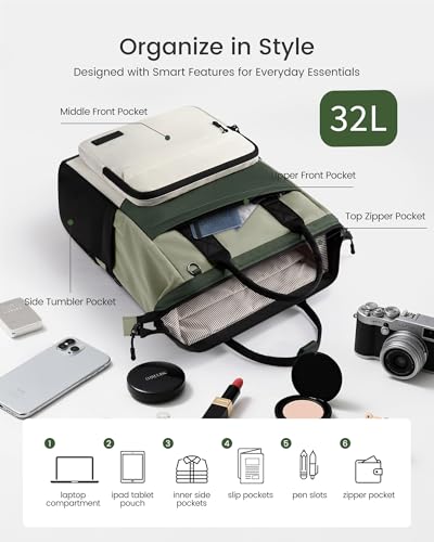 Image of LOVEVOOK Laptop Backpack for Women, 17 Inch Travel Backpack for Work College Business, Water Resistant Teacher Nurse Bag with Large Capacity, School Bookbag Bags Cute Daypack for Woman Girls