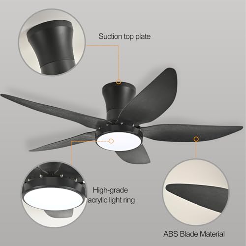 Anyeark Ceiling Fans with Lights, Low Profile Ceiling Fan Light and Remote/APP Control, 6 Speeds Adjust, LED Dimmable 3 Color Changing, Modern Flush Mount Fandelier Ceiling Fan for Bedroom - image 5