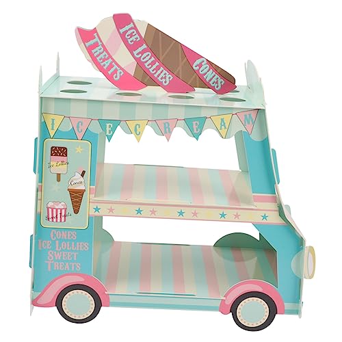 HEMOTON Mesa De Postres Cucurucho De Helado Carro De Helados Carritos De Camiones De Helados Carrito De Helados Carro De Soporte De La Magdalena Suministros De Boda Desechable Papel Novia