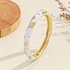 Cloisonne Bracelet For Women, Chunky Bangle Trendy Cute Flower Enamel Bangles Multi Tone Engraved Cuff Gold Plated Bracelets Stackable Wife Jewelry Friendship Gift (Light Blue, One Size) #3
