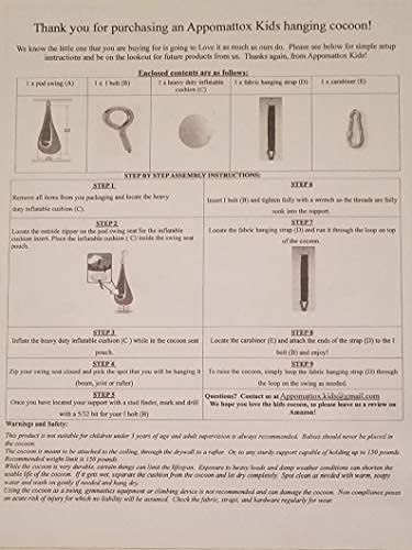 Kids Child Hanging Pod Swing Chair With Pocket, Hanging Hammock Cocoon, Indoor And Outdoor Fun, Reading Nook, Relaxation, Sensory Autism Therapy, Easy To Hang Comfortable Nest, Girls And Boys (Blue) #TOP6