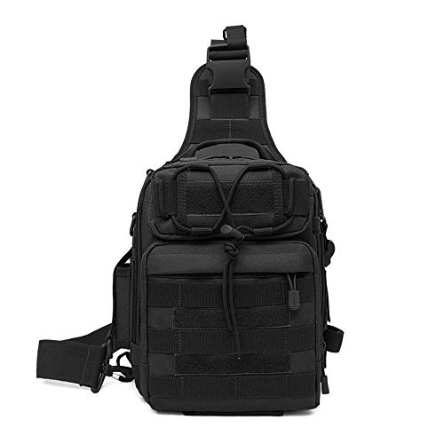HUNTVP Mochila Militar Mochila Bandolera Hombre Tactica Sling Bag Cruzada Hombre Bolso de Pecho Bolsa para Pescar Caza Correr Senderismo Ciclismo, Negro