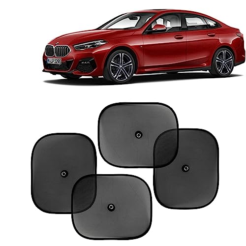 KINGSWAY Car Window Curtain Sticky Sun Shades Compatible with BMW 2 Series, (Year 2020 Onwards), Universal Fit Sunshades for Side Window, Rear Window, Black Color, 4 Pieces