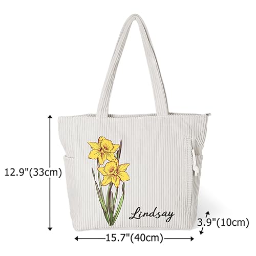 Bolso tote personalizado de pana para mujer miniatura 4