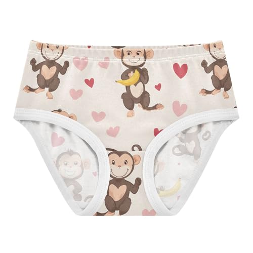 Wusikd Monkey Heart Girls' Underwear Cotton Cute Animal Girls Briefs Soft Toddler Underwear 2T