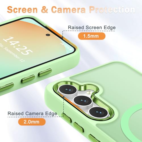 Image of for Samsung Galaxy S24 FE Case, Matte Magnetic Phone Case with 1 Screen Protector, Support for Magsafe, Translucent Frosted Slim Shockproof Protective Cover for Samsung Galaxy S24 FE, Mint Green | Matte
