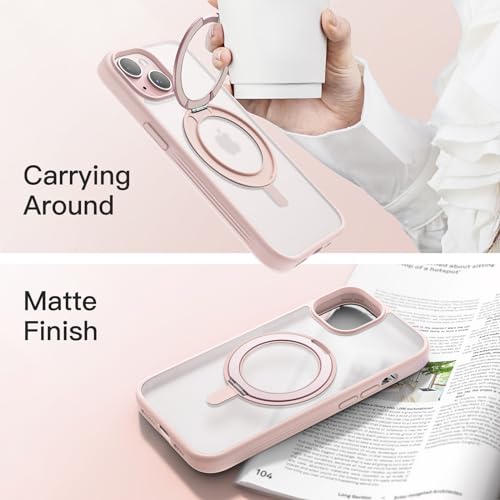 Image of JETech 360 Rotatable Ring Stand Case for iPhone 15 Plus, Pink