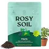 Rosy Soil Herb Mix - Organic Potting Mix for Herbs - Enriched with Biochar, Worm Castings for Root Development, Nutrient Uptake, and Strong Flavor - Fast Draining, Peat Free, Less Prone to Gnats - 4qt