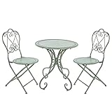 GUAAJA Patio Bistro Set Mesa y sillas de balcón Retro de Campo, Juego de Mesa y sillas de té de la Tarde de Ocio al Aire Libre de jardín de Hierro Forjado Conjunto de Muebles de Jardín