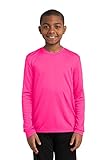 Sport-Tek Boys' Long Sleeve PosiCharge Competitor Tee, Neon Pink, Medium