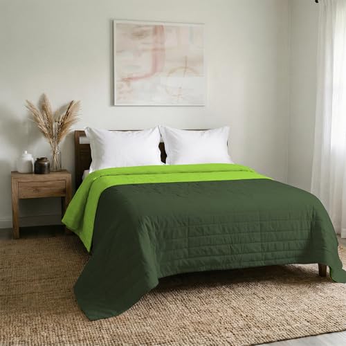 Elegant Sommer Steppdecke Apfelgrün/Dunkel Grün, 100% Mikrofaser, 260x270cm