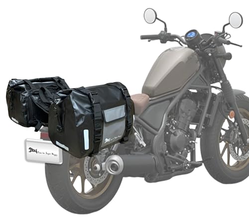 T.S.H バイク用防水サイドバッグ 左右セット 底面補強シート付 60L アクセサリー 防水 エンジンガードバッグ バイク サイドバック ショルダーバッグ ストラップ付き サイドバッグ バイク用ライディングツール 大容量 (ブラック・グレー)