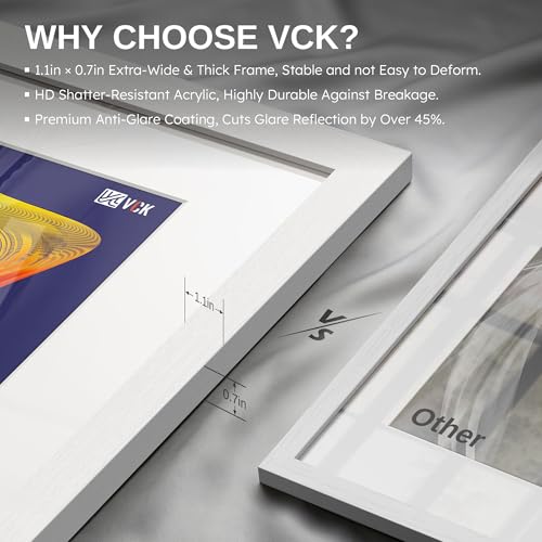 Image of VCK 24x36 Poster Frame 5 Pack, White Wood, 20x30 Mat, for Gallery Wall