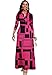 MarryUP Women's V Neck 3/4 Sleeve Bodycon Maxi Dress Casual Long African Print Holiday Dresses for Women Rose Block L
