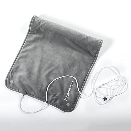Tragebar USB Heizkissen 5V, Waschbar Winter Wärmekissen Graphen-Reisedecke 30 x 60cm Hand-Fuß-Wärmer Wärmedecken zur Rücken-, Nacken-, Schulter und Krampflinderung GRAU