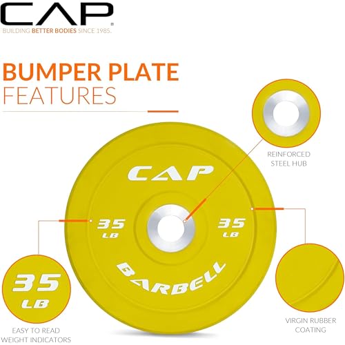 Image of CAP Barbell Olympic Weight Set with 7ft Barbell & Bumper Plates | 160-370 lbs | Multiple Options