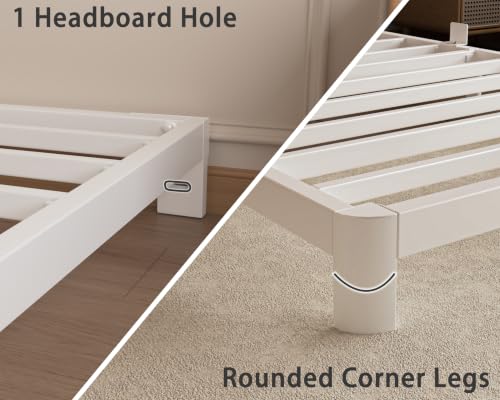VQO White 4 Inch Low Queen Bed Frame No Box Spring Needed with 4 Stoppers by VQO - Used condition - Image 5