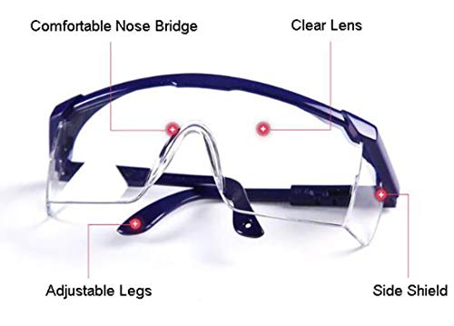 Safety Glasses Goggles Eye Protection, Adjustable Protective Anti-Fog Eyewear with Side Shield, Clear Lens Wrap-Around Full Frame Spectacles for Lab, Chemical, and Workplace Safety (12 Count) - Thumbnail 3